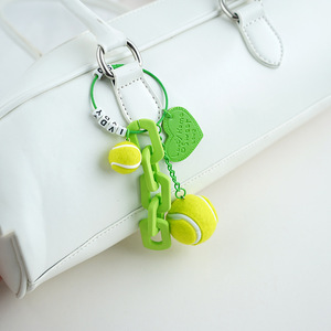 Porte-clés en toile amusant avec ballon de tennis et raquette, lettres combinées, pour les amateurs de sport, accessoires de sac et de voiture, breloques - Product Image 3
