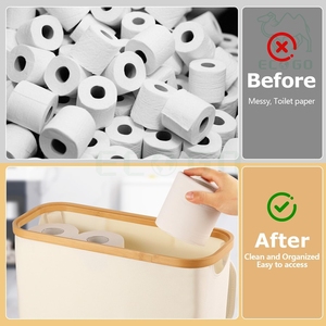 <span class=keywords><strong>Portarrollos</strong></span> de <span class=keywords><strong>papel</strong></span> tisú Caja contenedora Cesta grande de almacenamiento de <span class=keywords><strong>papel</strong></span> higiénico con tapa de Bambú - Product Image 5