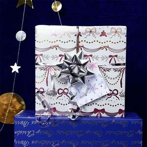 Papel de regalo de Navidad de fábrica Papel de regalo Pulpa virgen recubierta de silicona desechable 43x300cm Rollo de embalaje - Product Image 4