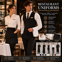Uniformes de restaurant pour serveurs et serveuses, chemises, gilets et tabliers personnalisés avec logo, vêtements de travail pour le personnel hôtelier