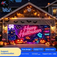 Drapeau de garage Halloween de style nouveau transfrontalier, décoration d'ambiance de fête, accessoire photo, sur mesure, grande taille, rectangulaire, en polyester
