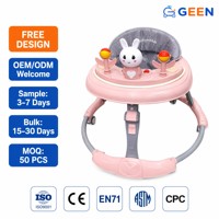 Marche-bébé pliable multifonctionnel, anti-pincement et anti-renversement, livré avec un jouet musical en forme de chat, roues silencieuses, cadeau pour bébé