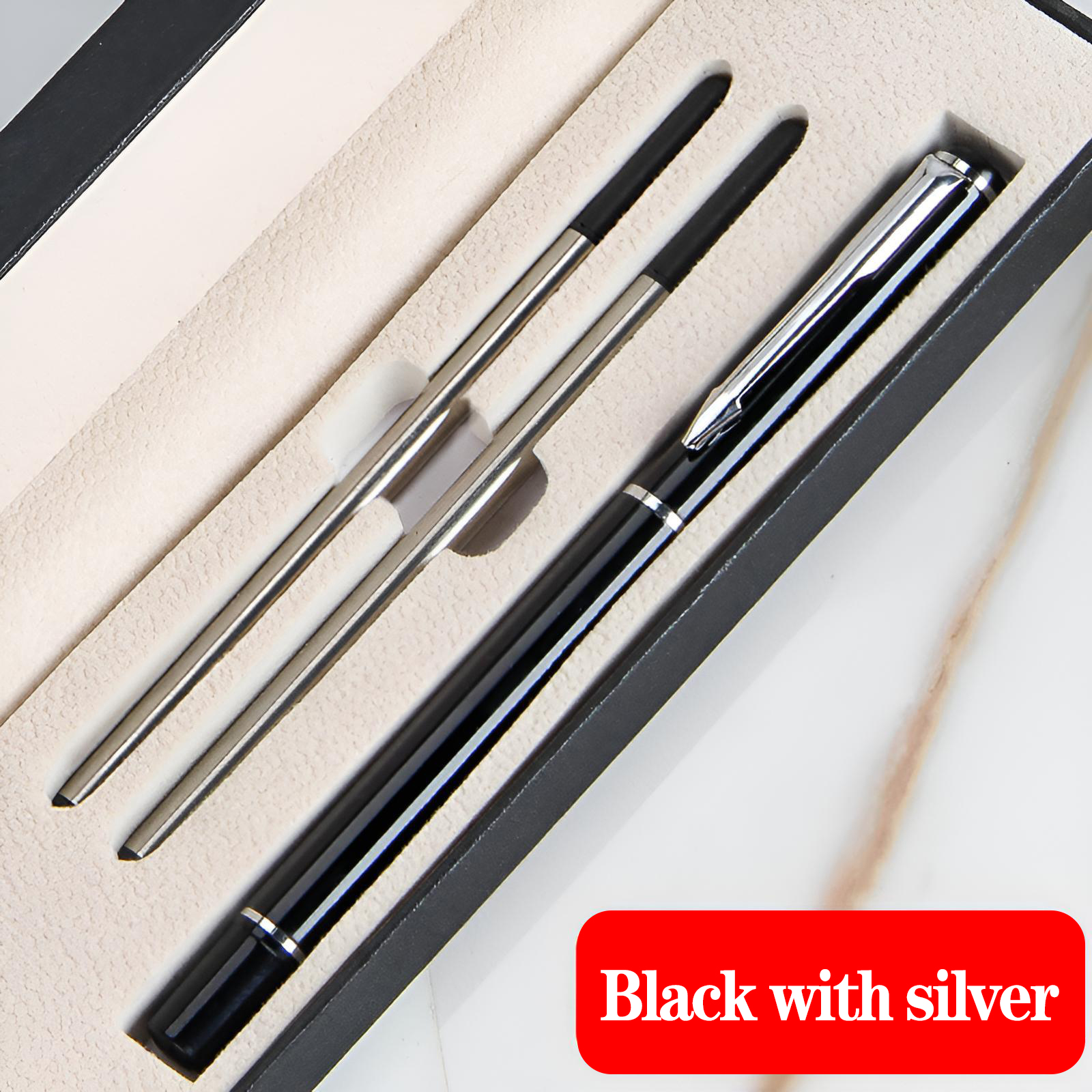 Black with silver