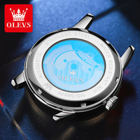 Montre mécanique pour homme OEM 6670, luxe, personnalisée, automatique, boîtier en alliage argenté, bracelet en cuir, cadran ajouré, lumineux, étanche, calendrier