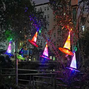 Chapeaux de sorcières, de magiciens et de sorciers lumineux à LED pour la fête d'Halloween, accessoires décoratifs pour la fête des fantômes d'hiver, 100% coton, taille 48-50 cm - Product Image 3