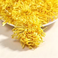 Thé en vrac de chrysanthèmes dorés en soie de qualité supérieure, thé aux fleurs entières séchées naturellement, thé aux grandes fleurs séchées naturellement