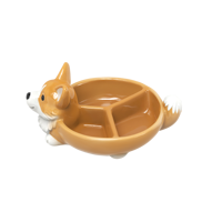 Bol en céramique sculpté en forme de Corgi mignon, plat en céramique multi-compartiments pour bonbons, noix, condiments, décoration de comptoir de cuisine ou de table