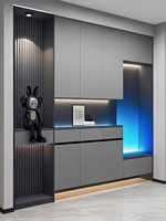Système de rangement encastré pour chaussures avec tiroirs à fermeture amortie pour l'entrée principale des suites d'hôtels haut de gamme à long séjour