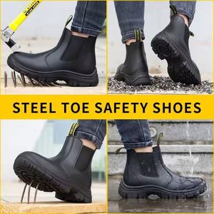 LB1079N-1 Best Selling Anti Smashing Waterproof Genuine <b>Leather</b> <b>Work</b> <b>Boot</b> with Steel Toe, Chelsea Safety <b>Boot</b> No Lace - Product Image 6