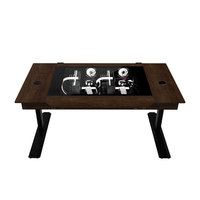 Bureau de jeu DK07 édition bois avec boîtier PC intégré, bureau d'ordinateur avec panneau supérieur transparent, table de jeu, station de travail, châssis
