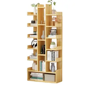 现代中密度纤维板木制壁挂式书籍玩具展示储物梯子转角图书馆办公搁板家具