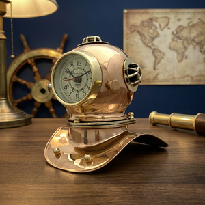 Maritime DH6 Divers Helmet with Antique Style <b>Clocks</b> Nautical Desk Decor Collectible Display for Home Office - Product Image 3