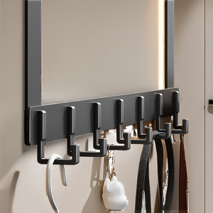 Over the Door <b>Hooks</b> Modern Aluminum Door Hanger <b>Hook</b> with 6 <b>Hooks</b> Hanging Coat Rack Towel Bag Robe Hat Flexible Design Rail - Product Image 2