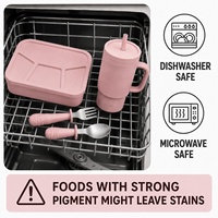 Nouvel Arrivage : Ensemble Boîte à Bento Scolaire pour Bébé, Mignonne Boîte Repas Individuelle, Bouteille d'Eau, Cuillère et Fourchette en Acier Inoxydable Micro-ondable pour Enfants et Tout-petits