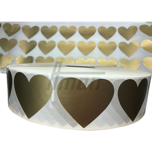 Scratch Off Sticker PET Gold <b>Heart</b> Shape Anti-Counterfeit Label for Game <b>Card</b> Password Recharge <b>Card</b> B2B Custom Packaging - Product Image 1