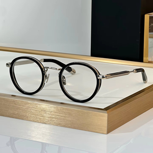 Lunettes de vue vintage de haute qualité pour femmes, monture ronde petite, style punk pour hommes, en métal, anti-lumière bleue, verres plats - Product Image 1