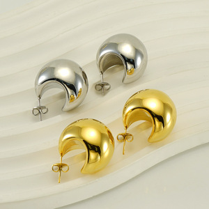 ZOGXIN Gold Teardrop Stud Earrings Geometric Design Unisex Fashion Jewelry - Product Image 4