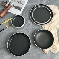 Vaisselle noire grise vaisselle décorative soupe à salade nouilles lamiennes japonaises bol en céramique pour cadeau ensemble de bols de service en céramique