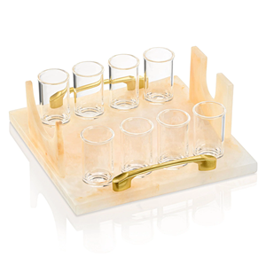 Juego de Copas de Vino y Vasos de Chupito de Acrílico de Lujo con Asa Dorada para Exhibición, Mesa Judaica, Shabbat, Rosh, Festividades - Product Image 3