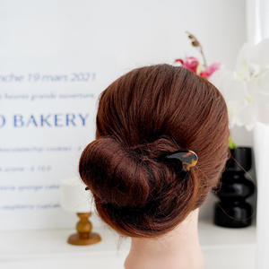 Bâtonnet à cheveux unisexe en acétate de haute qualité de 12 cm, motif léopard écaille de tortue, épingle à cheveux avec strass, design ajouré, maintien sécurisé pour chignon - Product Image 6