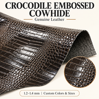 Fournisseur d'or Cuir de vachette véritable gaufré crocodile 1,2-1,4 mm pour chaussures, sacs, ceintures en cuir, articles en cuir et porte-cartes