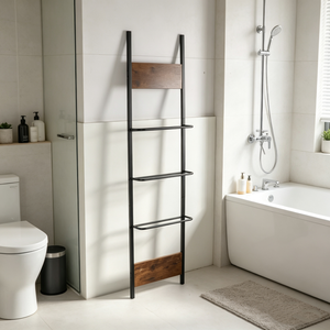 Moderno Toallero Industrial <span class=keywords><strong>de</strong></span> 3 Niveles con Forma <span class=keywords><strong>de</strong></span> Escalera, Estantes <span class=keywords><strong>de</strong></span> Almacenamiento Multifuncionales <span class=keywords><strong>de</strong></span> Metal y <span class=keywords><strong>Madera</strong></span> Duraderos <span class=keywords><strong>para</strong></span> Baño y Dormitorio - Product Image 3