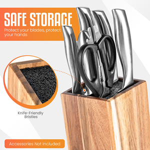 Bloc à couteaux universel en bambou pour cuisine, avec poils amovibles, organiseur de couteaux - Product Image 3