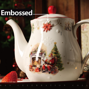 Ensemble de tasses à thé en porcelaine rouge avec motif de Père Noël de Noël populaire, ensemble de tasses à café en céramique de luxe - Product Image 2