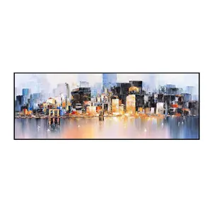 Dafen city landscape abstract oil painting on canvas thick texture handmade wall art picture home decor