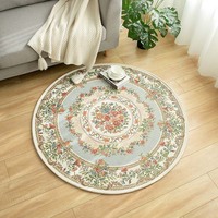 Alfombra Circular de Terciopelo Cristal, Alfombra de Gran Tamaño para Sala de Estar, Patrón Geométrico Vintage, Resistente al Desgaste, para Sofá
