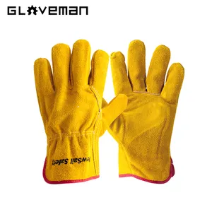 GLOVEMAN personalizado Rigger construção industrial condução cabra Vaca Dividir Segurança trabalho Couro cabra couro tig Soldagem Luvas