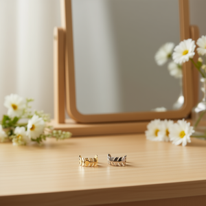 Orecchini a Clip a Forma di Lisca di Pesce in Oro e Argento Acero 46914 - Product Image 2