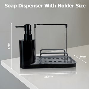Distributeur de savon de cuisine rectangulaire transparent avec porte-éponge - Compatible liquide <span class=keywords><strong>vaisselle</strong></span>/gel douche - Product Image 2
