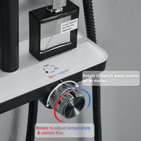 Ensemble de robinetterie de douche 3 voies apparente en laiton noir mat avec mitigeur de douche pluie et bec de baignoire