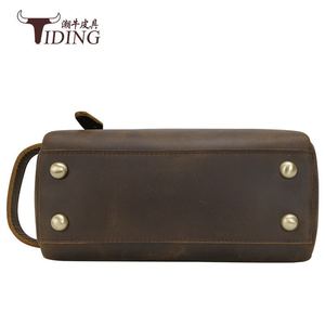 Neceser de Cuero Genuino para Hombre Tiding, Rectangular, con Asa Suave, Estilo Retro, Impermeable, para Cosméticos - Product Image 4