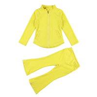 Ensemble de sport pour filles avec logo personnalisé, vert menthe, tissu extensible 4 directions, sweat-shirt zippé, leggings évasés, vêtements de sport pour enfants