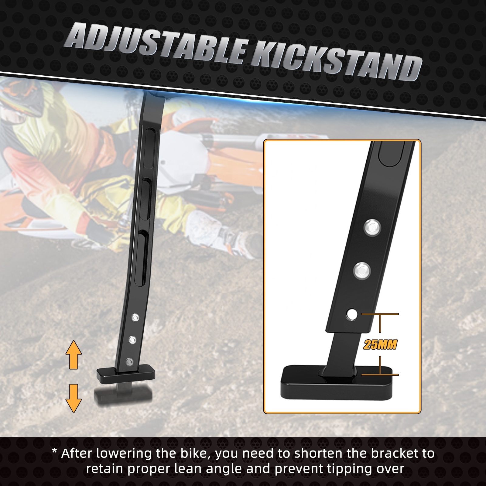 Soporte Lateral (pata De Cabra) Ajustable Para KTM/Husqvarna 2016-2025 - Negro, Aluminio Anodizado, NiceCNC