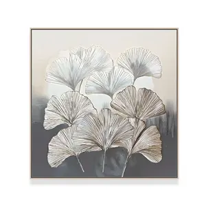 Wholesale Relief Handmade Oil Paintings Heavy Texture Artworks Modern Design Decorative Canvas Flower Abstract Art Wall