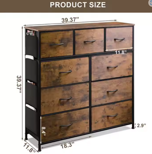 Habillage personnalisé d'usine avec 9 tiroirs en tissu Dernière qualité supérieure Stockage Grande vanité Table de maquillage pas cher en bois - Product Image 3