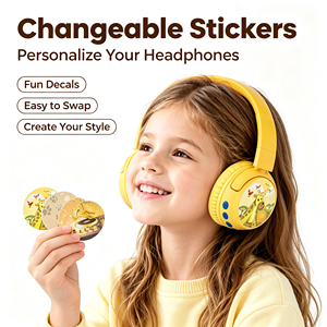 Audífonos inalámbricos Bluetooth ANC para niños, con diseño de jirafa, cancelación de ruido, estéreo, supraaurales, para viajes, estudio y juegos, ¡en oferta! - Product Image 1