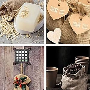 ถุงของชำร่วยงานแต่งงานทำจากผ้ากระสอบป่านแบบมีเชือกผูก สีน้ำตาล - Product Image 5