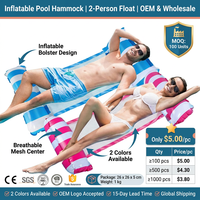 Transat gonflable pour 2 personnes, flotteur de piscine en PVC, hamac flottant avec appui-tête intégré, design ergonomique pour la plage, le lac, l'été