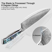 Ensemble de couteaux de cuisine ANGELE Damascus, acier VG10 67 couches, manche en résine, écologique, ambidextre, couteau Santoku, couteau à éplucher, couteau à fileter, couteau utilitaire