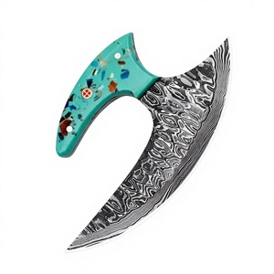 Cuchillo Ulu de Sheikh Enterprises, Acero de Damasco de 2 mm, Mango de Madera de Pakka con Resina, Punta de Gota, DIY OEM/ODM, Cuchillo de Cocina para Picar y Preparar Alimentos - Product Image 2