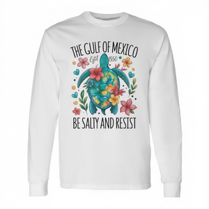 T-shirt à manches longues Gulf Of Mexico Turtle pour adulte, unisexe, col rond, impression numérique, promotionnel - Product Image 2