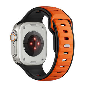 Bracelet de montre en silicone respirant bicolore Norman pour Apple Watch S1-9, charme sportif haut de gamme pour IWatch Smartwatch, matériau en caoutchouc - Product Image 5