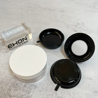 En Stock, emballage en plastique rond Transparent, boîtier en poudre Transparent avec couche