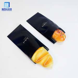 Sac en papier kraft noir à fond pointu avec logo personnalisé imprimé pour sandwichs, biscuits, bonbons, toasts, pain - Product Image 5