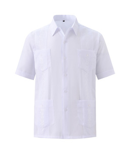 <span class=keywords><strong>Camisa</strong></span> <span class=keywords><strong>Guayabera</strong></span> de <span class=keywords><strong>Manga</strong></span> <span class=keywords><strong>Corta</strong></span> con Cuello Cubano, Talla Grande, Personalizada con Logotipo, Nueva Moda 2026 para Hombre - Product Image 2