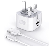 Nuevo Cargador de Pared Plegable con Doble Puerto USB C de 20W y Carga Rápida QC3.0 para Viajes, Compatible con iPhone 13, 14, 15 y Android